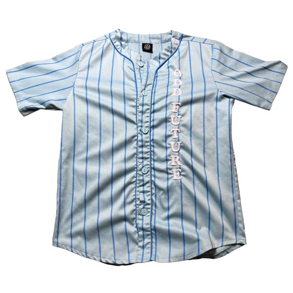 Odd Future Baseball Jersey Embroidered Logo Mens Size S Blue Striped OFWGKTA - Picture 1 of 7